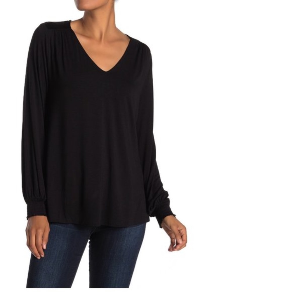 H By Bordeaux Gathered Long Sleeve Top